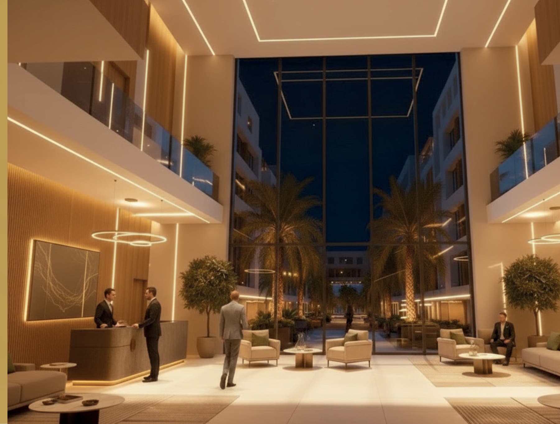 Evening courtyard — visualisation