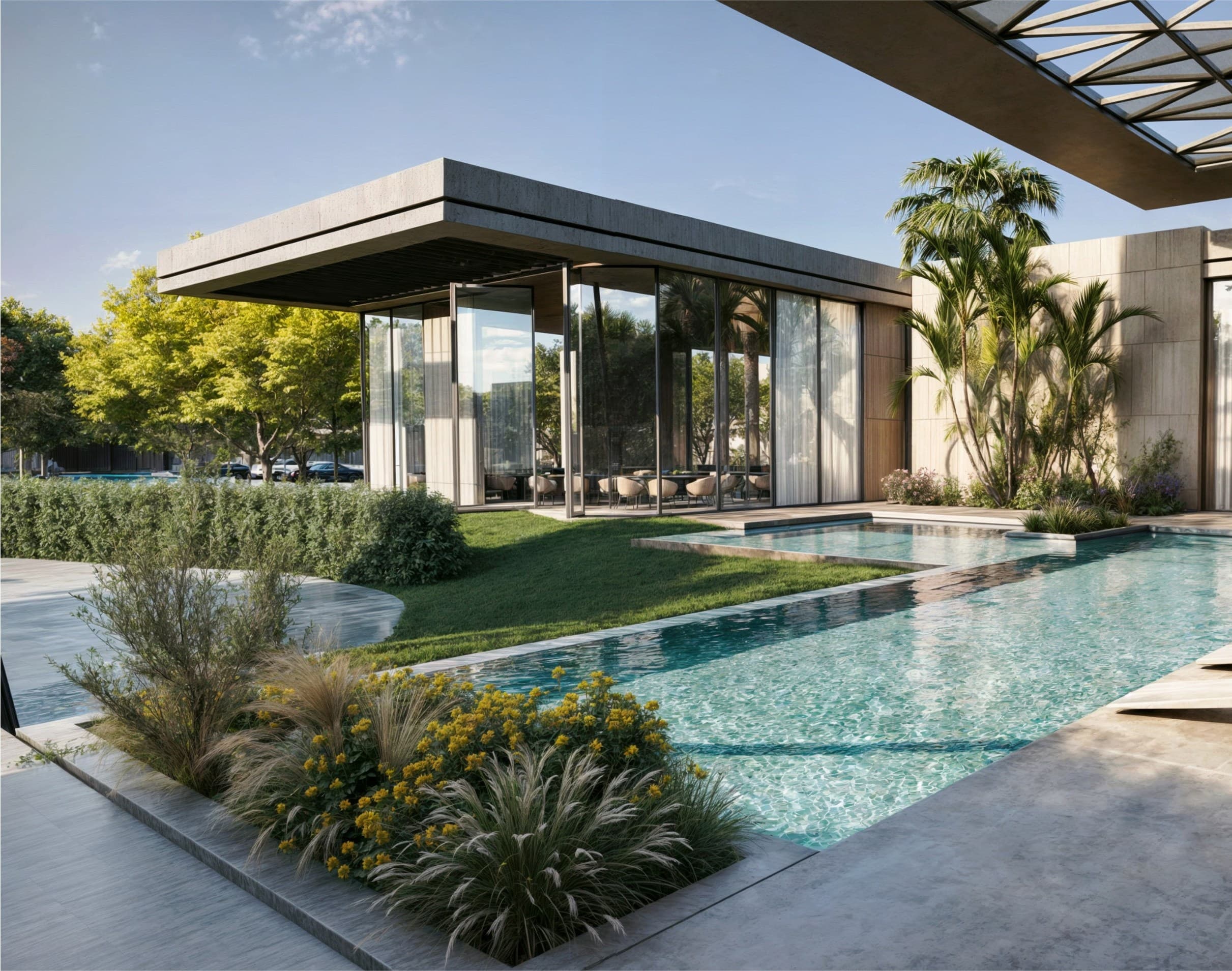 Rejan Hills pool and pavilion · developer visualisation