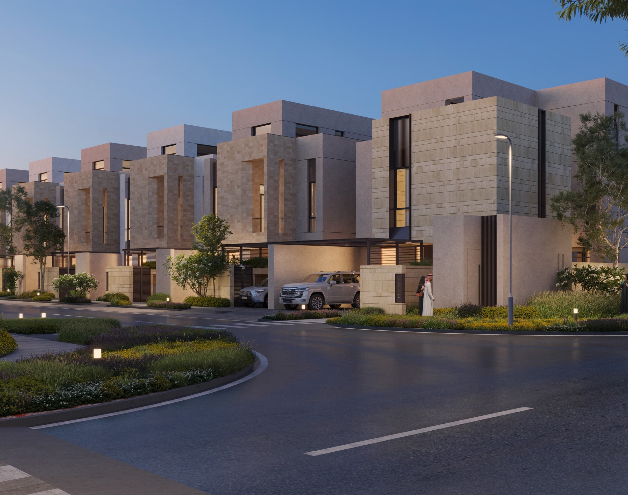 Rejan Hills villa streetscape · developer visualisation