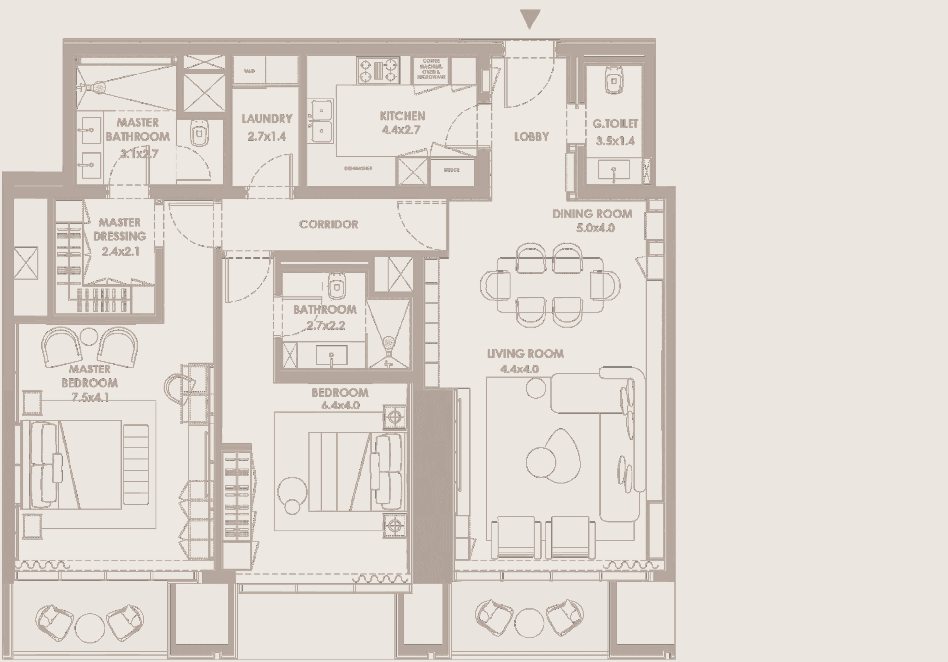Type A · 2 bedrooms · 145–157 m²