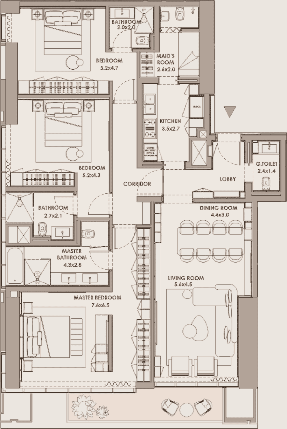 Type B · 3 bedrooms · 175–187 m²
