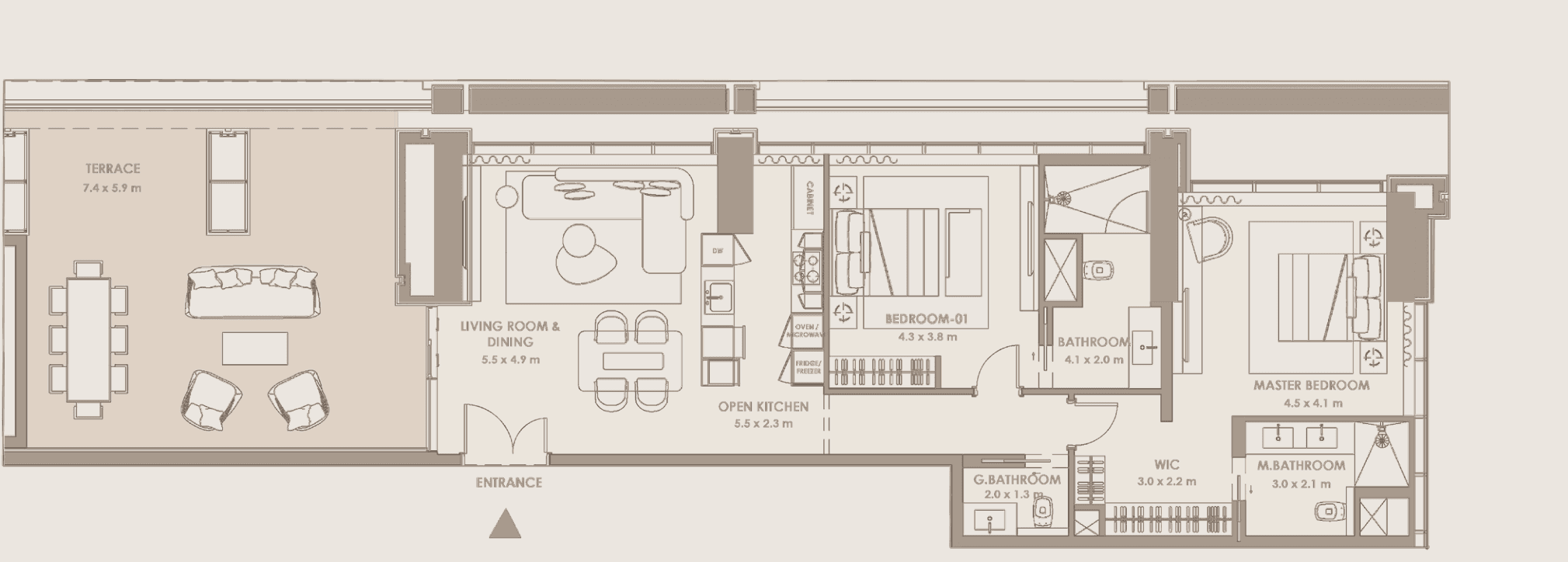 Type H · 2 bedrooms · 159 m²
