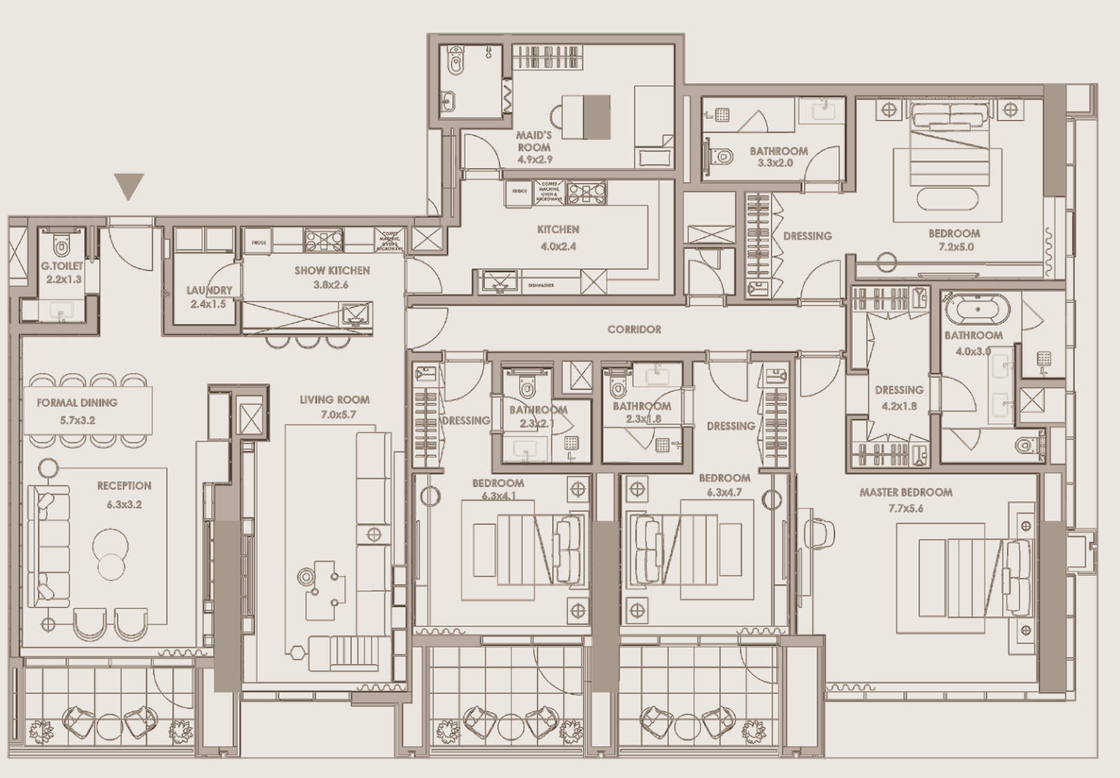 Penthouse · 4 bedrooms · 328–330 m²